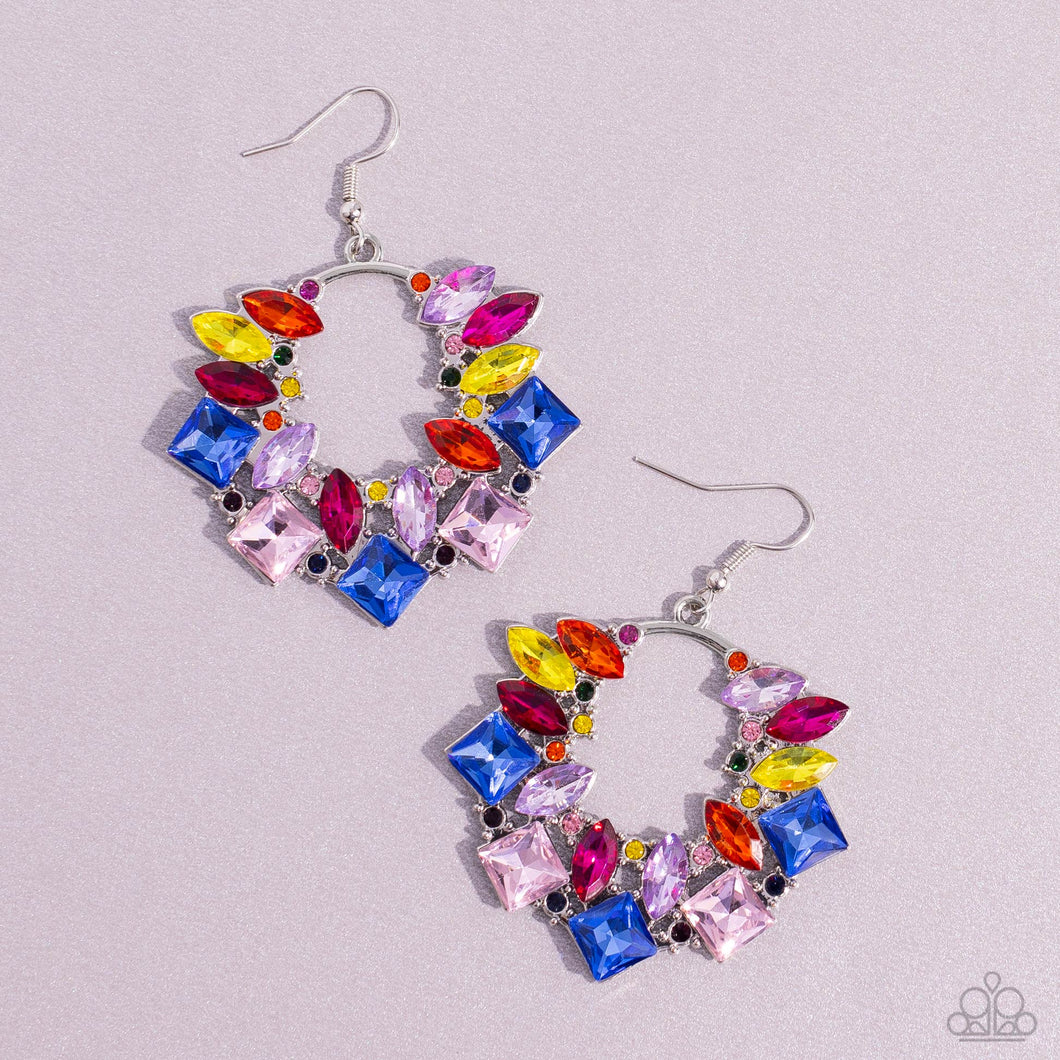 Wreathed in Watercolors - Multi - Paparazzi Earring 2023 September Life of the Party
