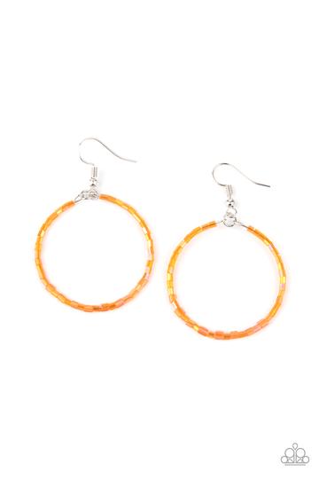 Colorfully Curvy - Orange - Paparazzi Earring