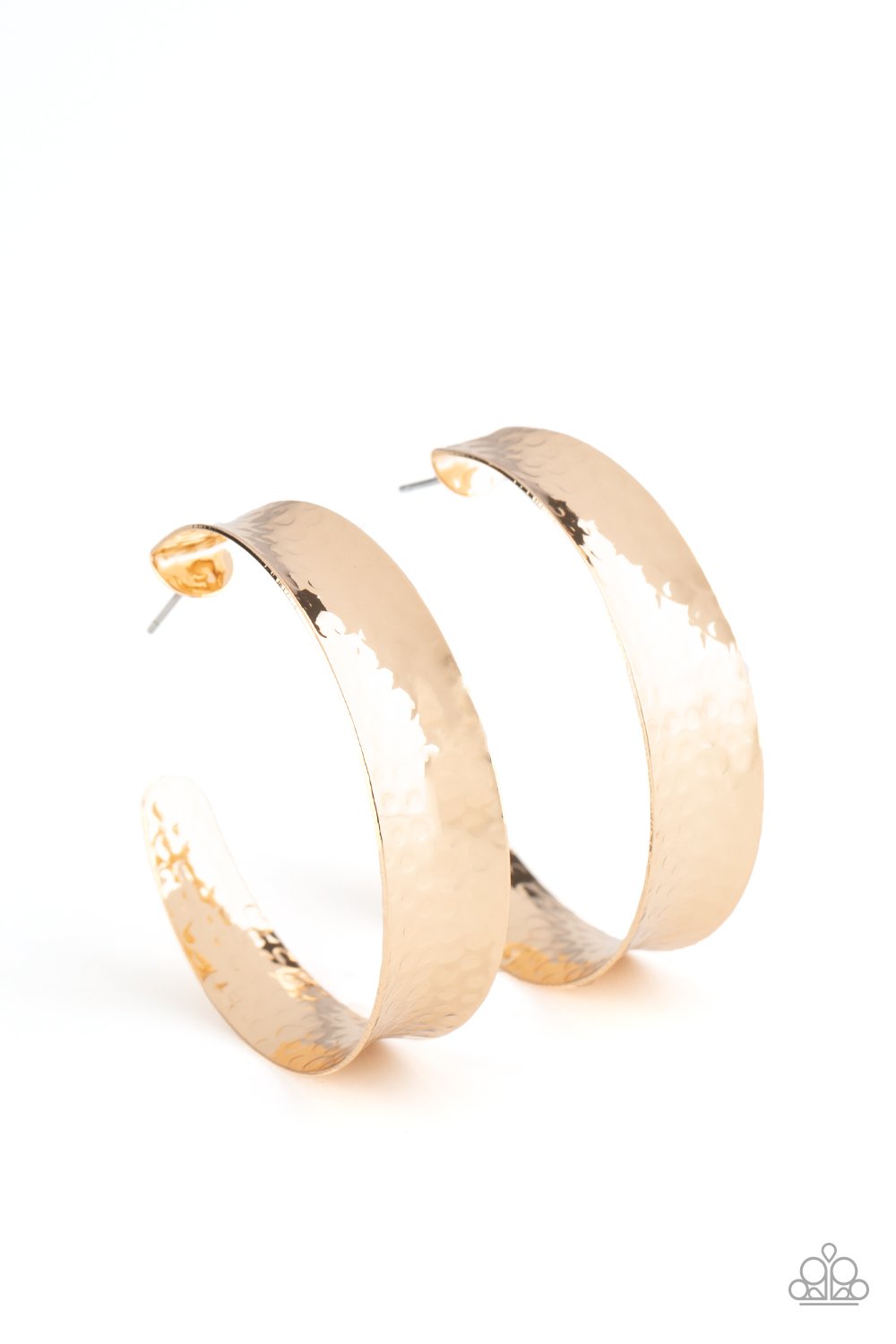 Fearlessly Flared Gold Paparazzi Hoop Earring Paparazzi by Lisa Abeita Smith