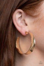 Load image into Gallery viewer, Fearlessly Flared - Gold - Paparazzi Hoop Earring
