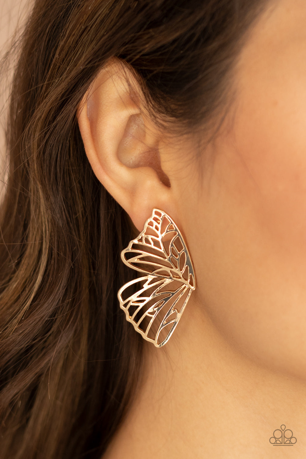 PRE-ORDER - Butterfly Frills - Gold -Paparazzi Earring