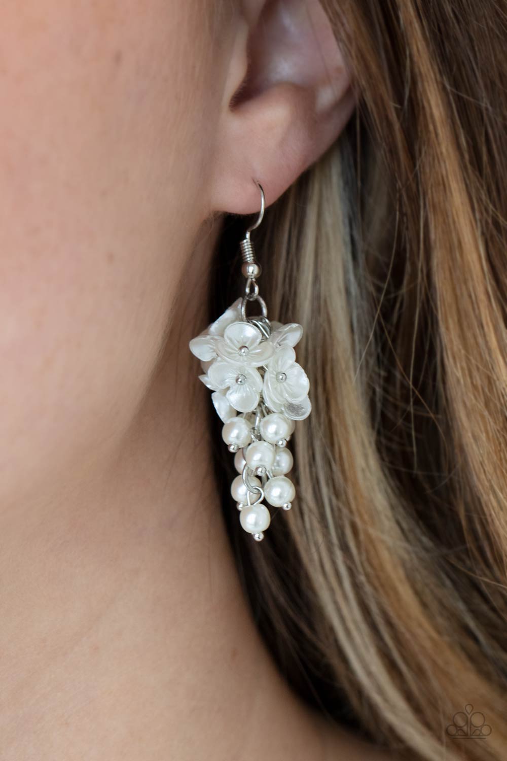 Bountiful Bouquets - White - Paparazzi Earring