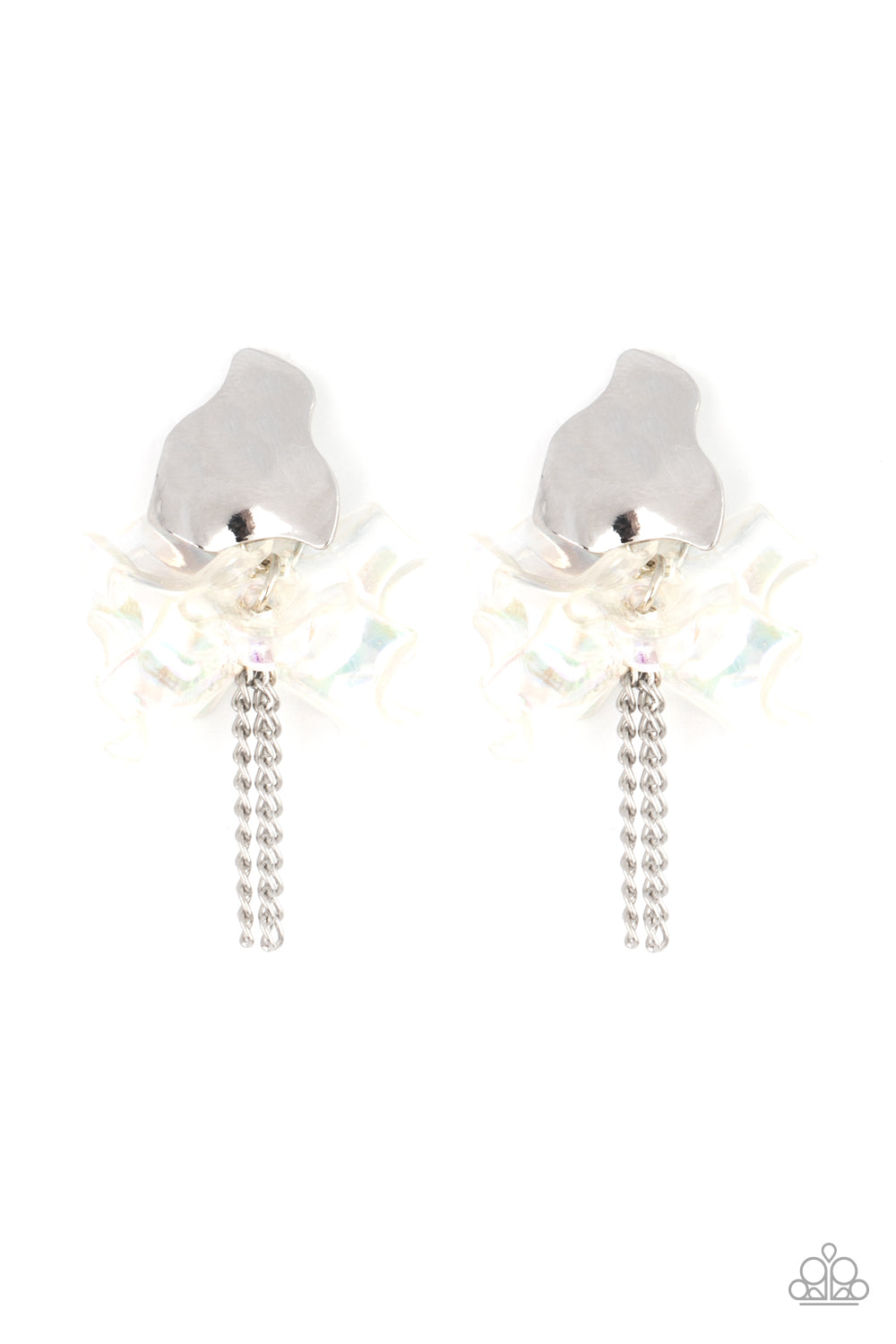 Harmonically Holographic - Iridescent Acrylic Petal - Paparazzi Earrings