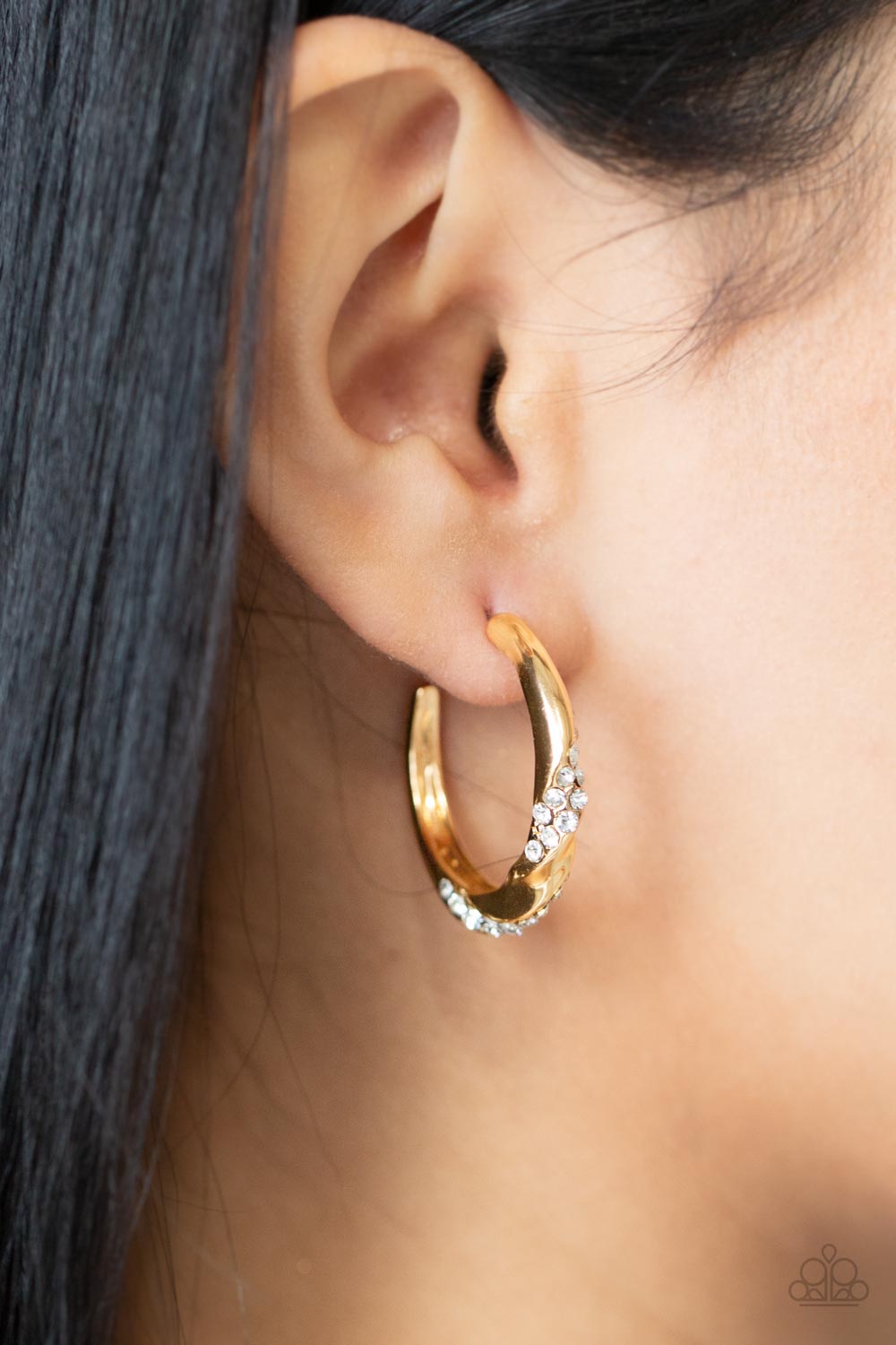 Subliminal Shimmer - Gold - Paparazzi Hoop Earrings