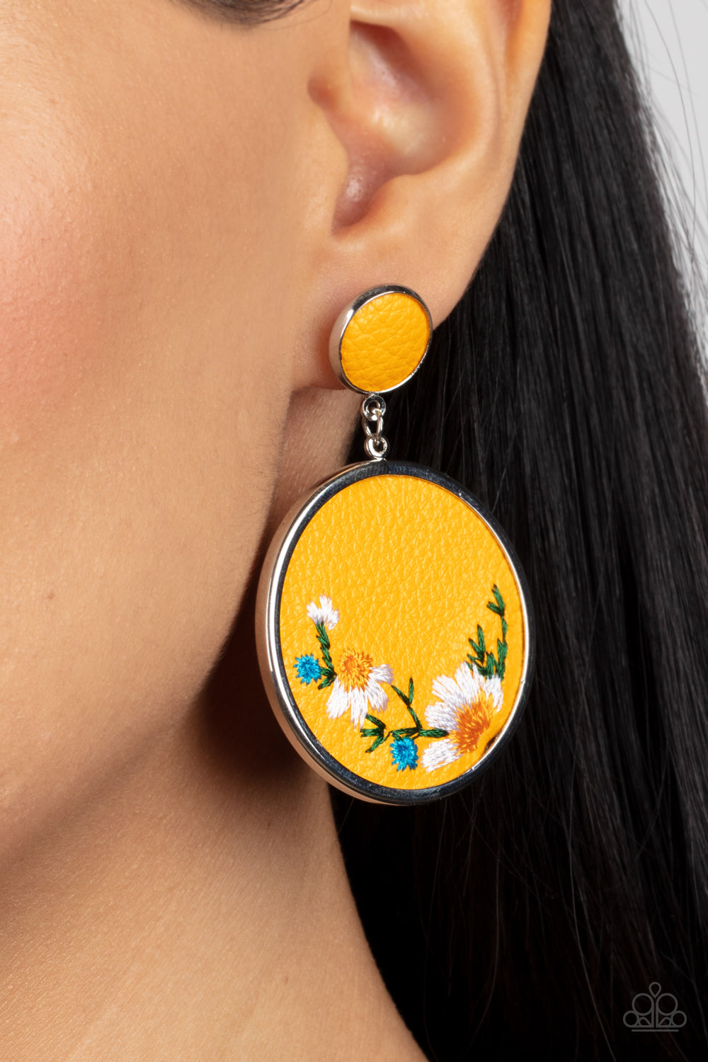 Embroidered Gardens - Yellow - Paparazzi Earring
