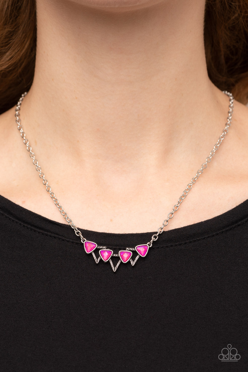 Pyramid Prowl - Pink Iridescent - Paparazzi Necklace