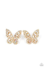 Load image into Gallery viewer, Smooth Like Flutter - Gold Iridescent - Paparazzi Earring
