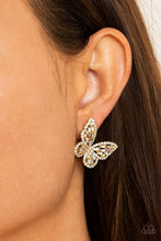 Load image into Gallery viewer, Smooth Like Flutter - Gold Iridescent - Paparazzi Earring
