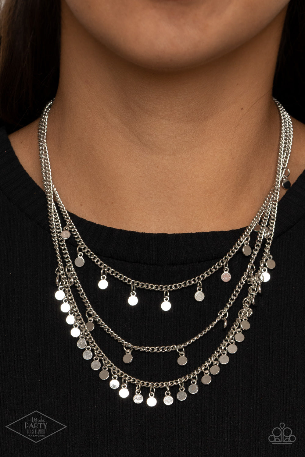 Always On CHIME - Silver - Paparazzi Black Diamond Exclusive Necklace
