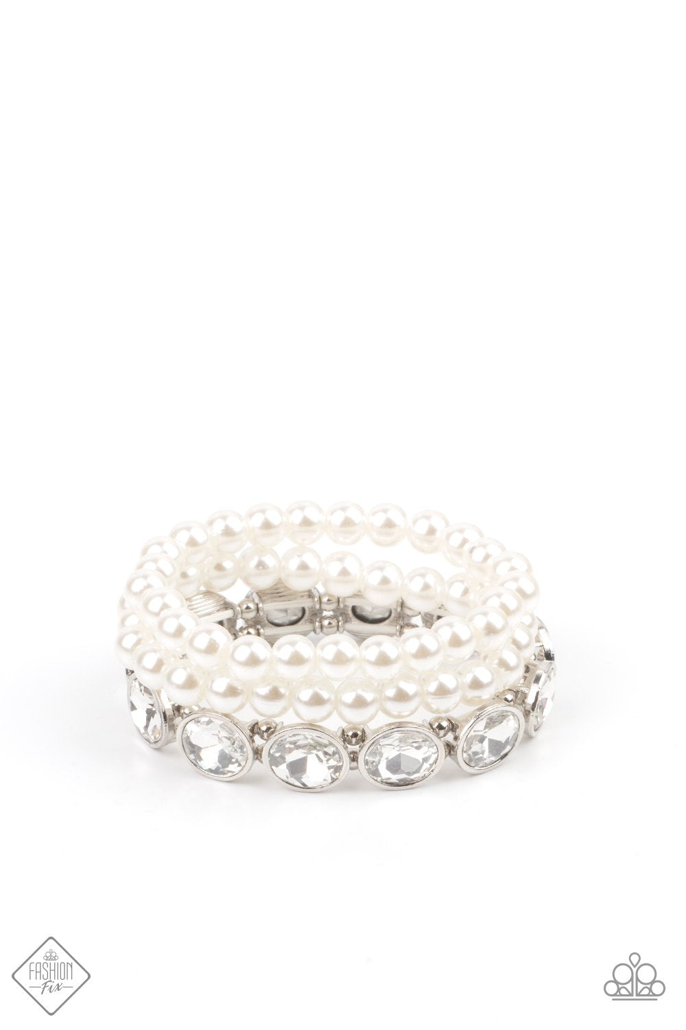 Flawlessly Flattering - White - January 2021 Paparazzi Fashion Fix Bracelet