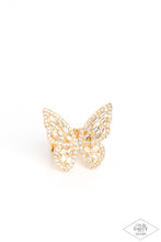 Load image into Gallery viewer, Flauntable Flutter - Gold - Paparazzi Black Diamond Exclusive Ring
