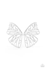 Load image into Gallery viewer, Butterfly Frills - Silver - 2021 August Paparazzi Life of the Party Earring
