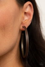 Load image into Gallery viewer, PREORDER - Fearless Flavor - Brass - Paparazzi Hoop Earring
