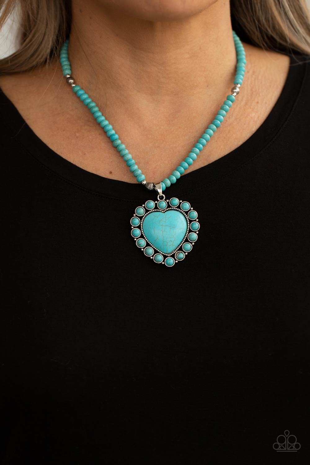 A Heart Of Stone - Turquoise Blue - 2021 April Paparazzi Life of the Party Necklace