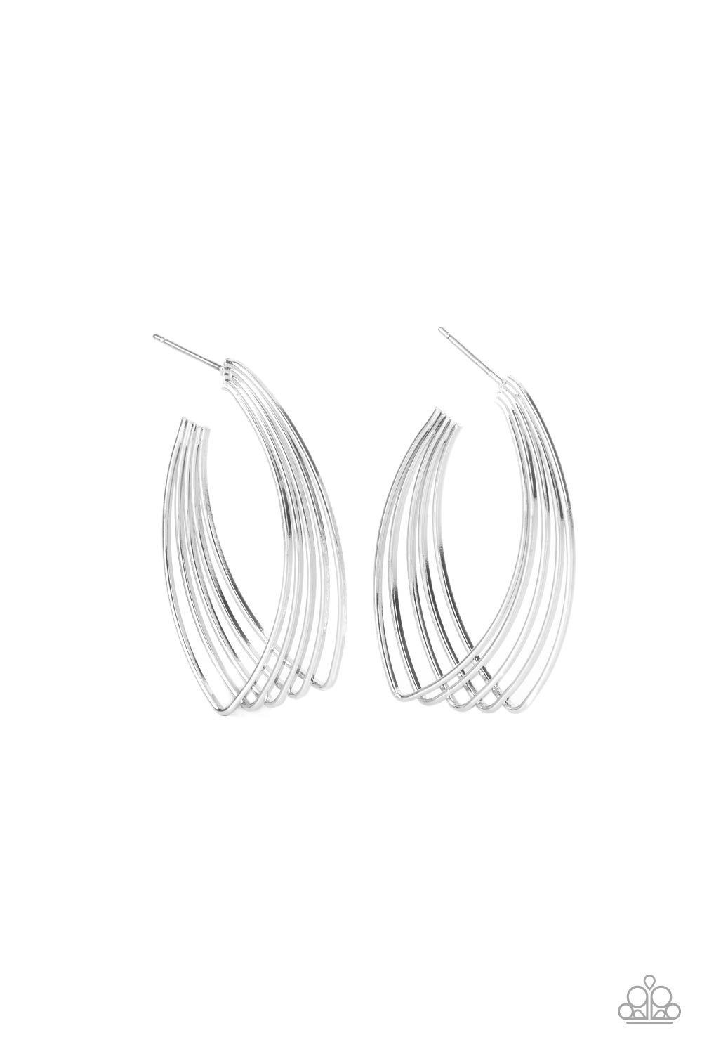 Industrial Illusion - Silver - Paparazzi Hoop Earring