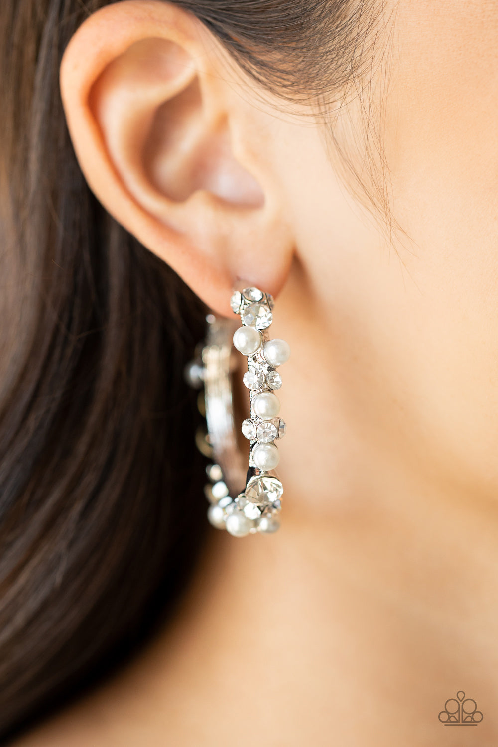 Let There Be SOCIALITE - White - Paparazzi Hoop Earring