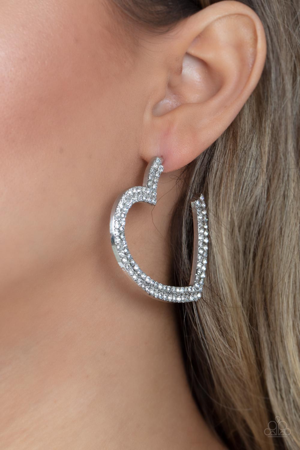 AMORE to Love - White - Paparazzi Hoop Earring