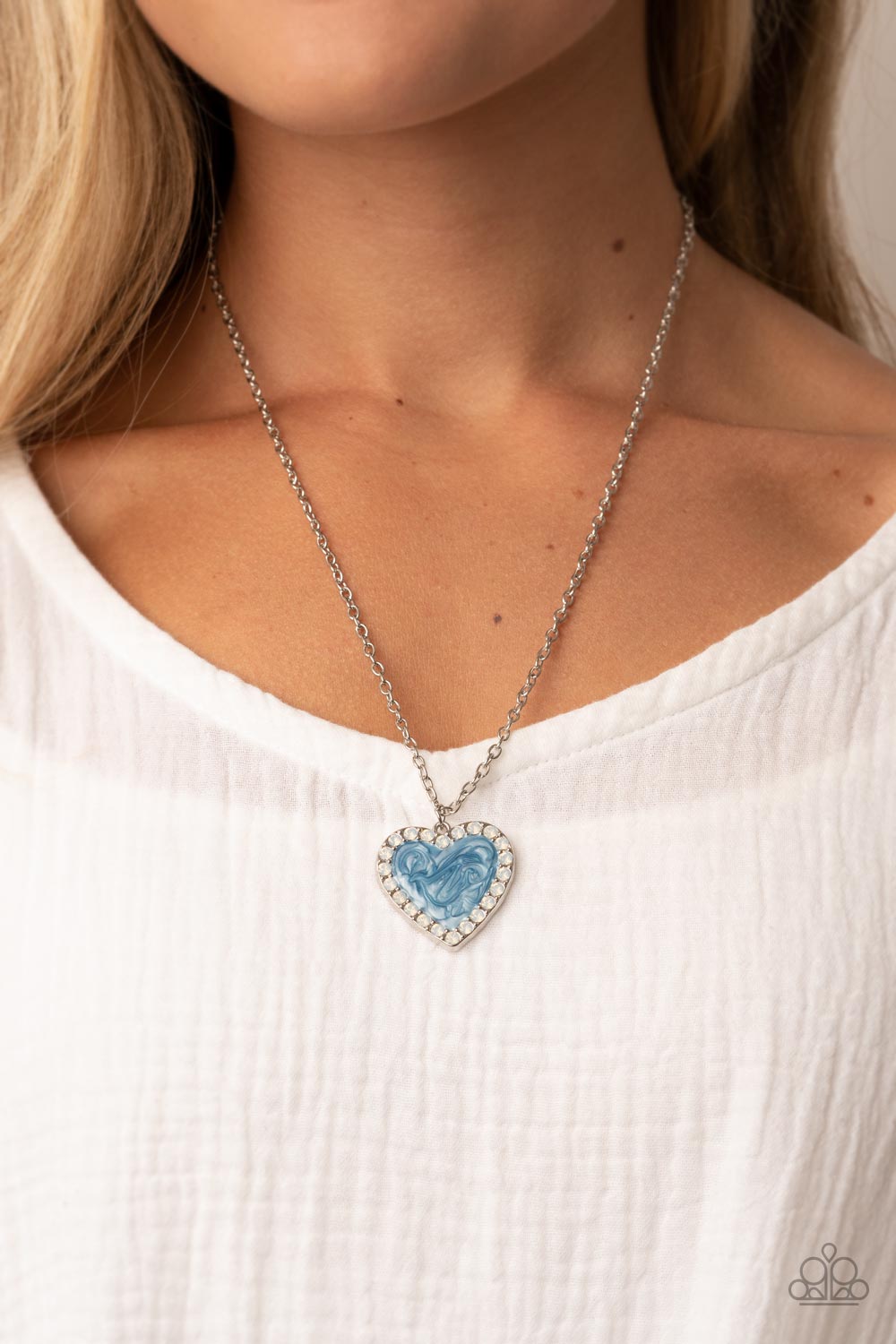 Heart Full of Luster - Blue - Paparazzi Necklace