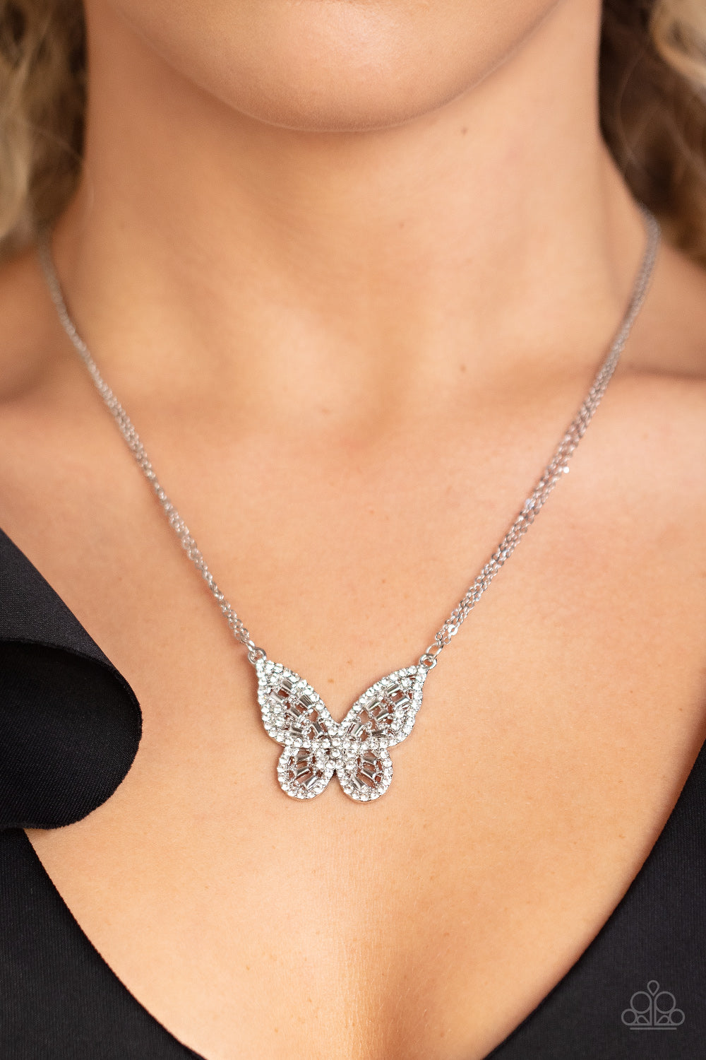 Baroque Butterfly - White - Paparazzi Necklace
