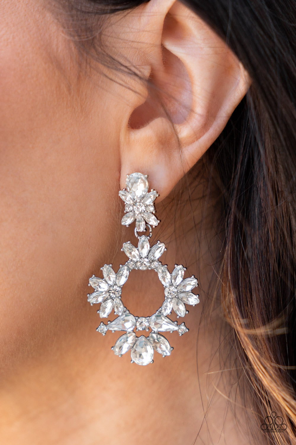 Leave them Speechless - White - 2022 June Paparazzi Life of the Party Earring