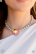 Load image into Gallery viewer, Heart in My Throat - Orange Iridescent - 2022 October Paparazzi Life of the Party Necklace
