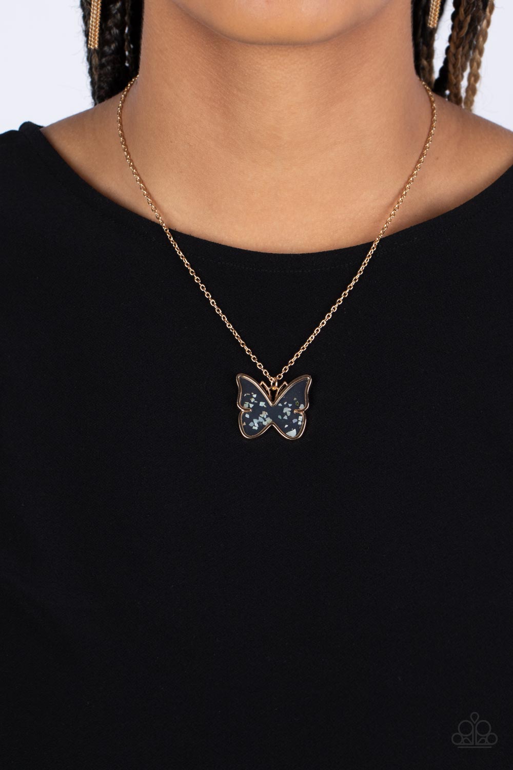 Gives Me Butterflies - Gold - Paparazzi Necklace