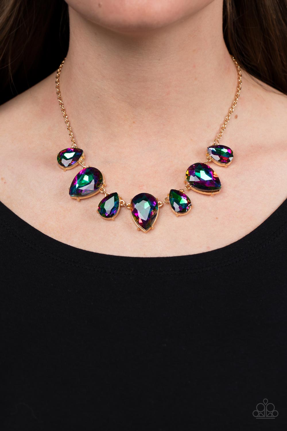 Otherworldly Opulence - Gold Oil Spill - Paparazzi Necklace