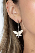 Load image into Gallery viewer, Bohemian Butterfly - White - Paparazzi Hoop Earring
