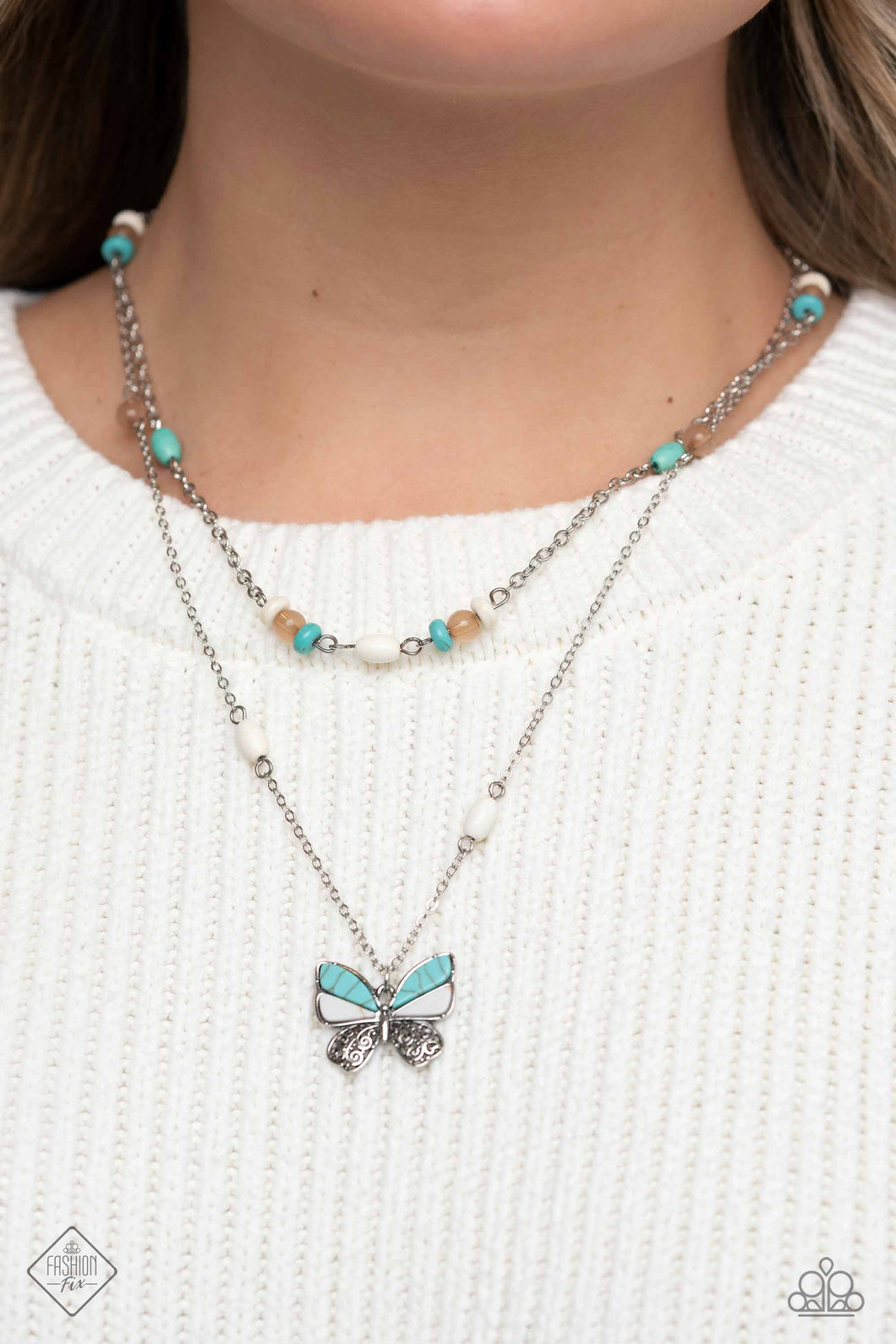 Free-Spirited Flutter - Blue - January 2023 Paparazzi Simply Santa Fe Fashion Fix Necklace