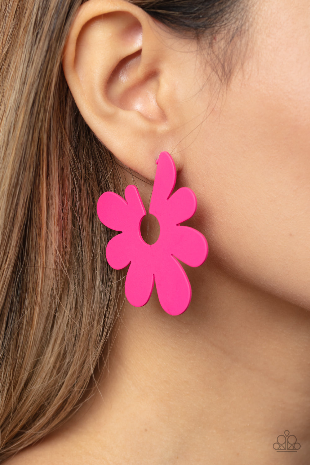 Flower Power Fantasy - Pink - Paparazzi Hoop Earring