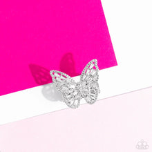 Load image into Gallery viewer, Bright-Eyed Butterfly - White - Paparazzi Ring
