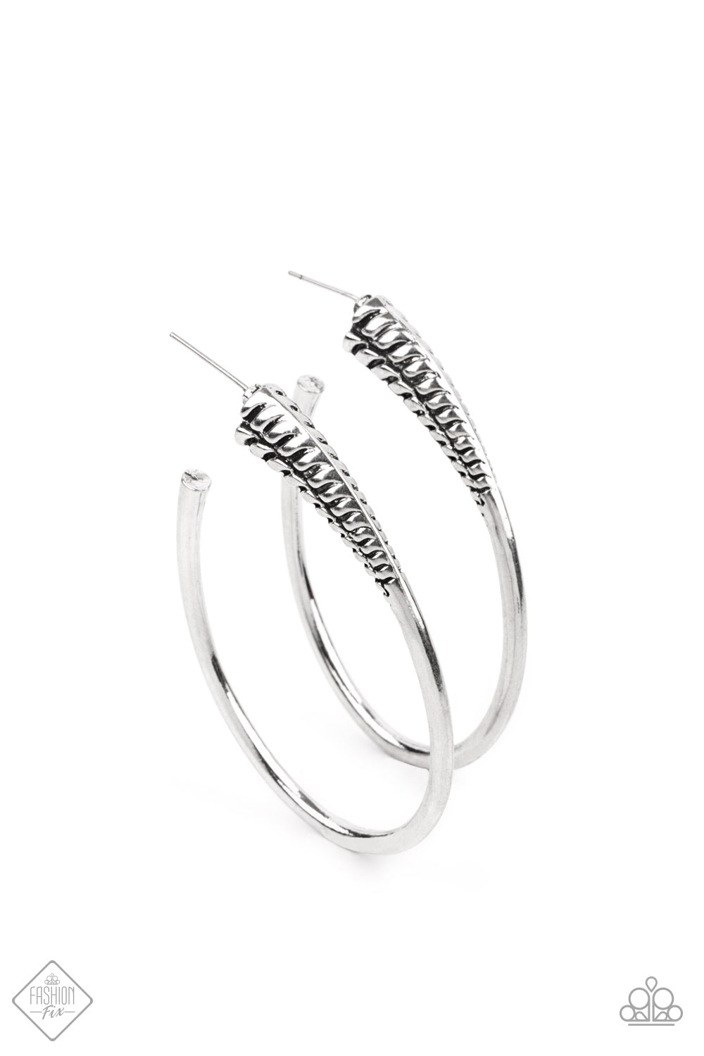 Fully Loaded - Silver - April 2021 Paparazzi Fashion Fix Hoop Earring