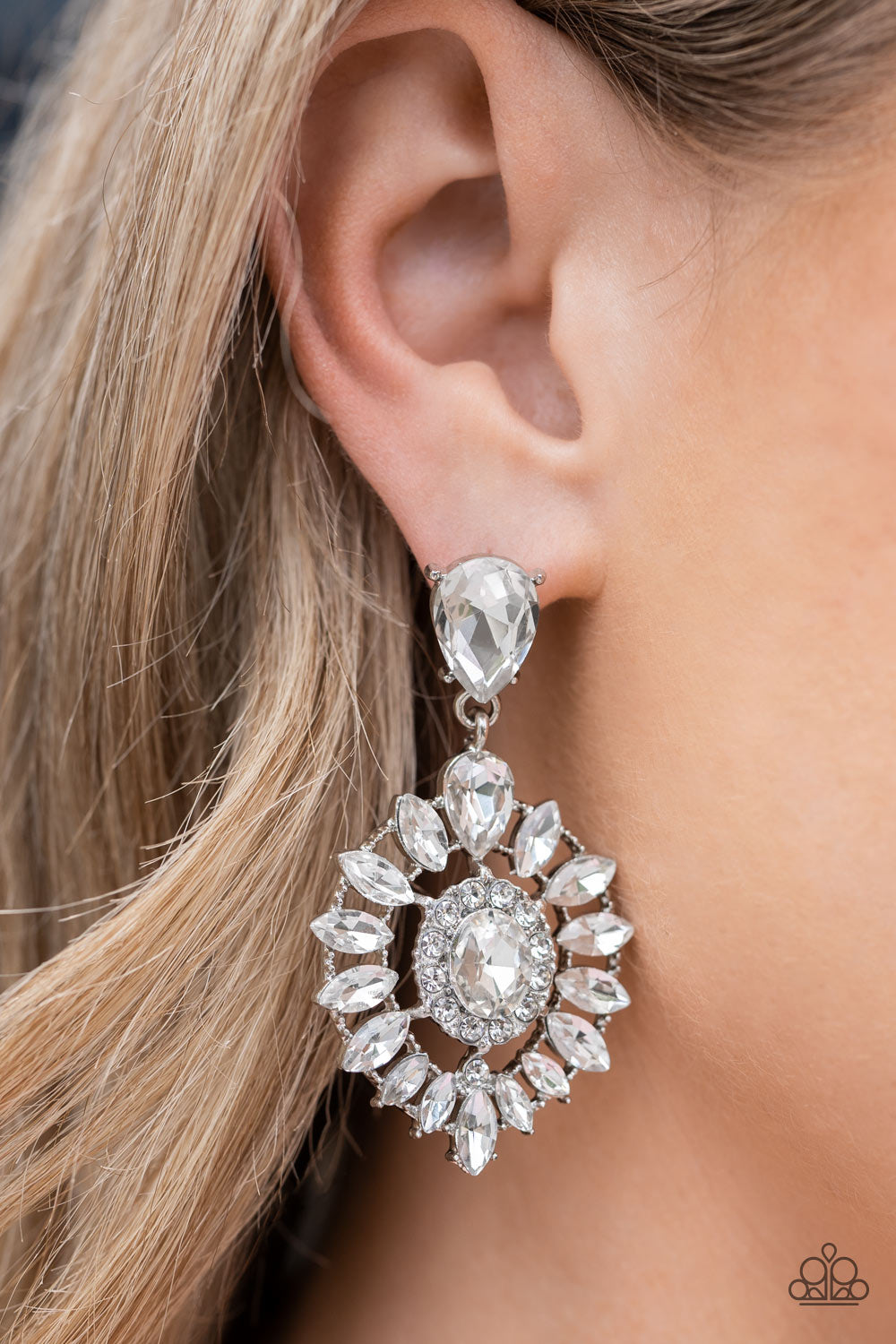My Good LUXE Charm - White - 2022 August Paparazzi Life of the Party Earring